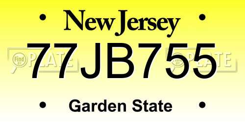 77JB755 New Jersey License Plate