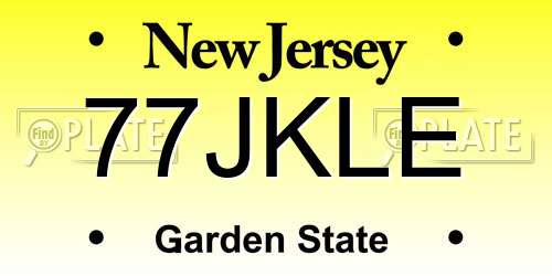 77JKLE New Jersey License Plate