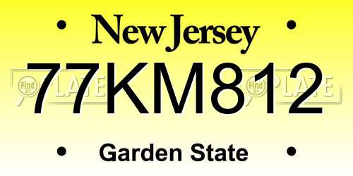 77KM812 New Jersey License Plate