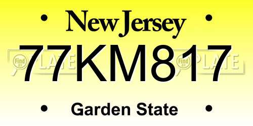 77KM817 New Jersey License Plate