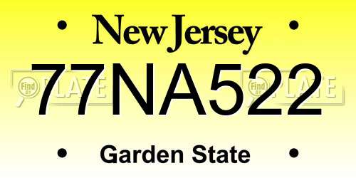 77NA522 New Jersey License Plate