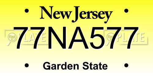 77NA577 New Jersey License Plate