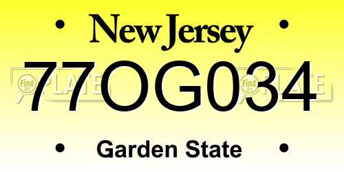 77OG034 New Jersey License Plate