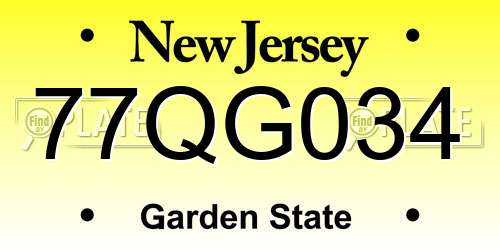 77QG034 New Jersey License Plate