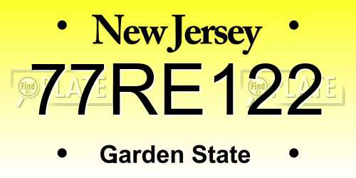 77RE122 New Jersey License Plate