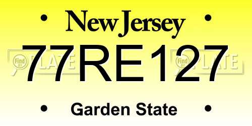 77RE127 New Jersey License Plate
