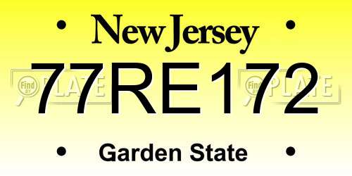 77RE172 New Jersey License Plate
