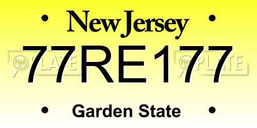 77RE177 New Jersey License Plate
