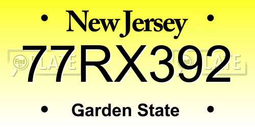 77RX392 New Jersey License Plate
