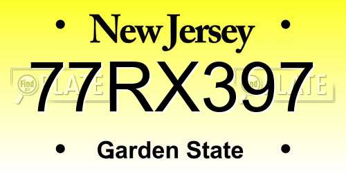 77RX397 New Jersey License Plate