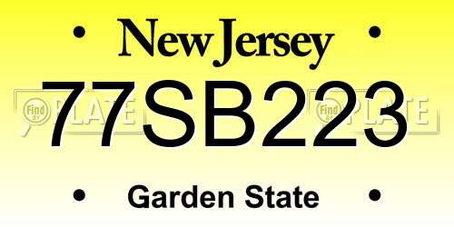 77SB223 New Jersey License Plate