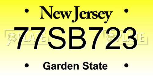 77SB723 New Jersey License Plate