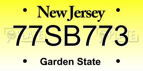 77SB773 New Jersey License Plate