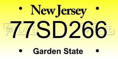 77SD266 New Jersey License Plate