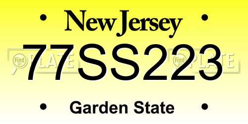 77SS223 New Jersey License Plate