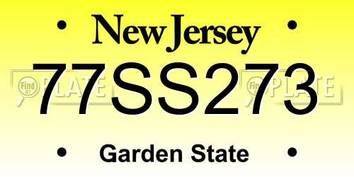 77SS273 New Jersey License Plate