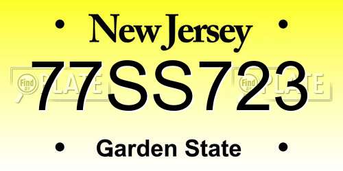 77SS723 New Jersey License Plate
