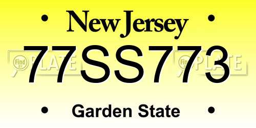 77SS773 New Jersey License Plate