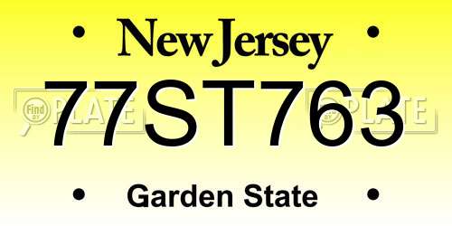 77ST763 New Jersey License Plate