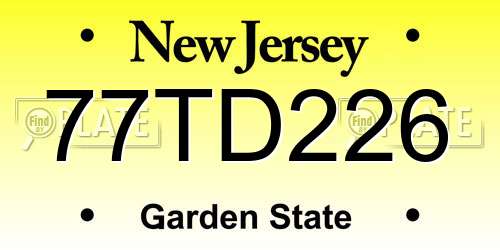 77TD226 New Jersey License Plate
