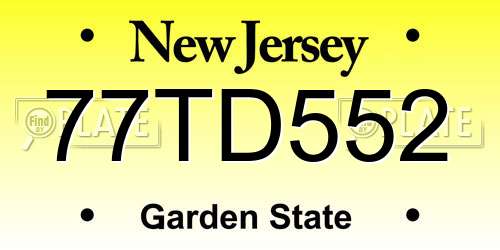 77TD552 New Jersey License Plate