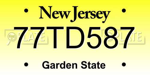 77TD587 New Jersey License Plate