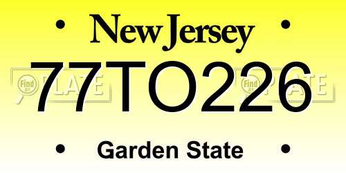 77TO226 New Jersey License Plate