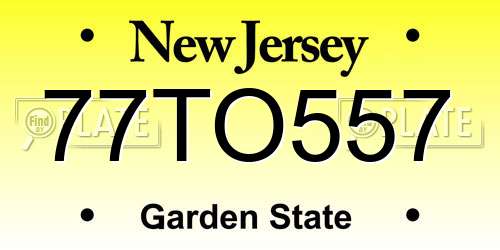 77TO557 New Jersey License Plate