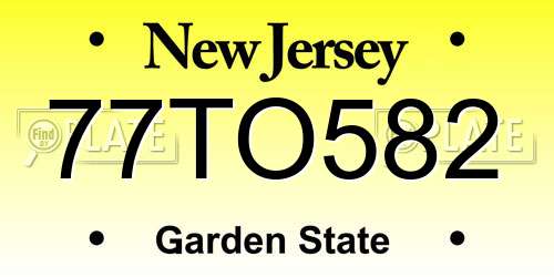 77TO582 New Jersey License Plate