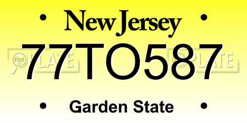 77TO587 New Jersey License Plate