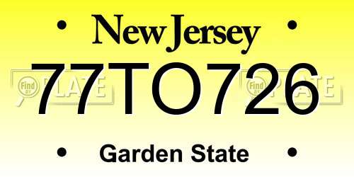 77TO726 New Jersey License Plate