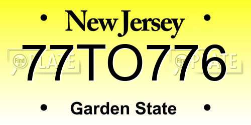 77TO776 New Jersey License Plate