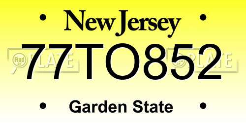 77TO852 New Jersey License Plate
