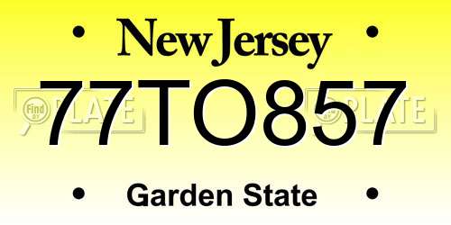 77TO857 New Jersey License Plate
