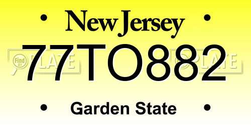 77TO882 New Jersey License Plate