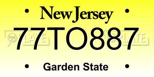 77TO887 New Jersey License Plate
