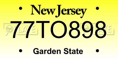 77TO898 New Jersey License Plate