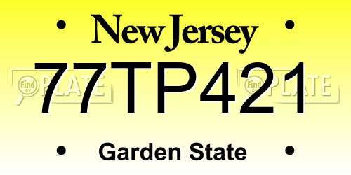 77TP421 New Jersey License Plate