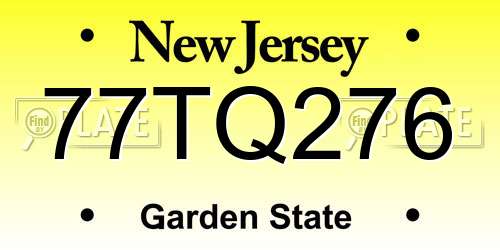 77TQ276 New Jersey License Plate