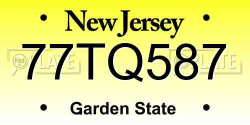 77TQ587 New Jersey License Plate
