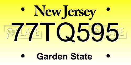 77TQ595 New Jersey License Plate