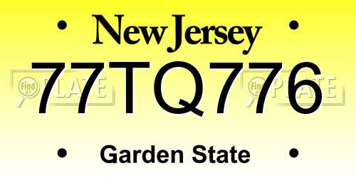 77TQ776 New Jersey License Plate