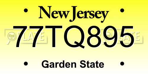 77TQ895 New Jersey License Plate