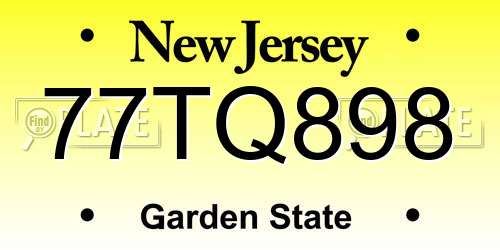 77TQ898 New Jersey License Plate