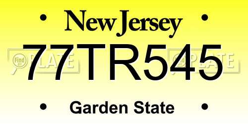 77TR545 New Jersey License Plate