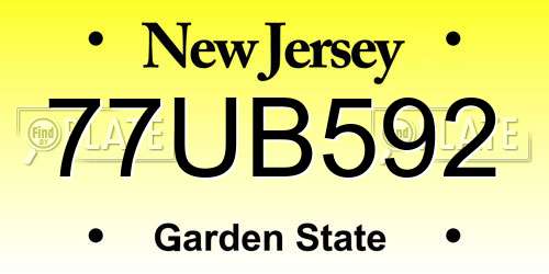 77UB592 New Jersey License Plate