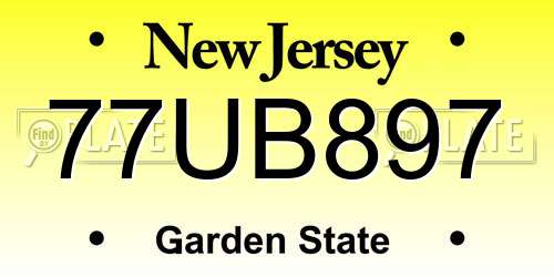 77UB897 New Jersey License Plate