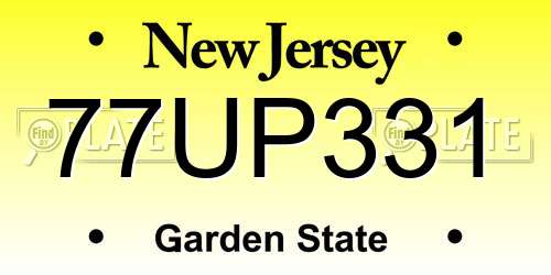 77UP331 New Jersey License Plate