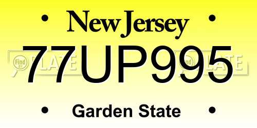 77UP995 New Jersey License Plate