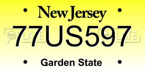 77US597 New Jersey License Plate